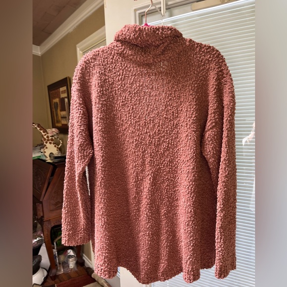 POL Cozy Pink Cowl Neck Sweater Plush Texture - Picture 2 of 4